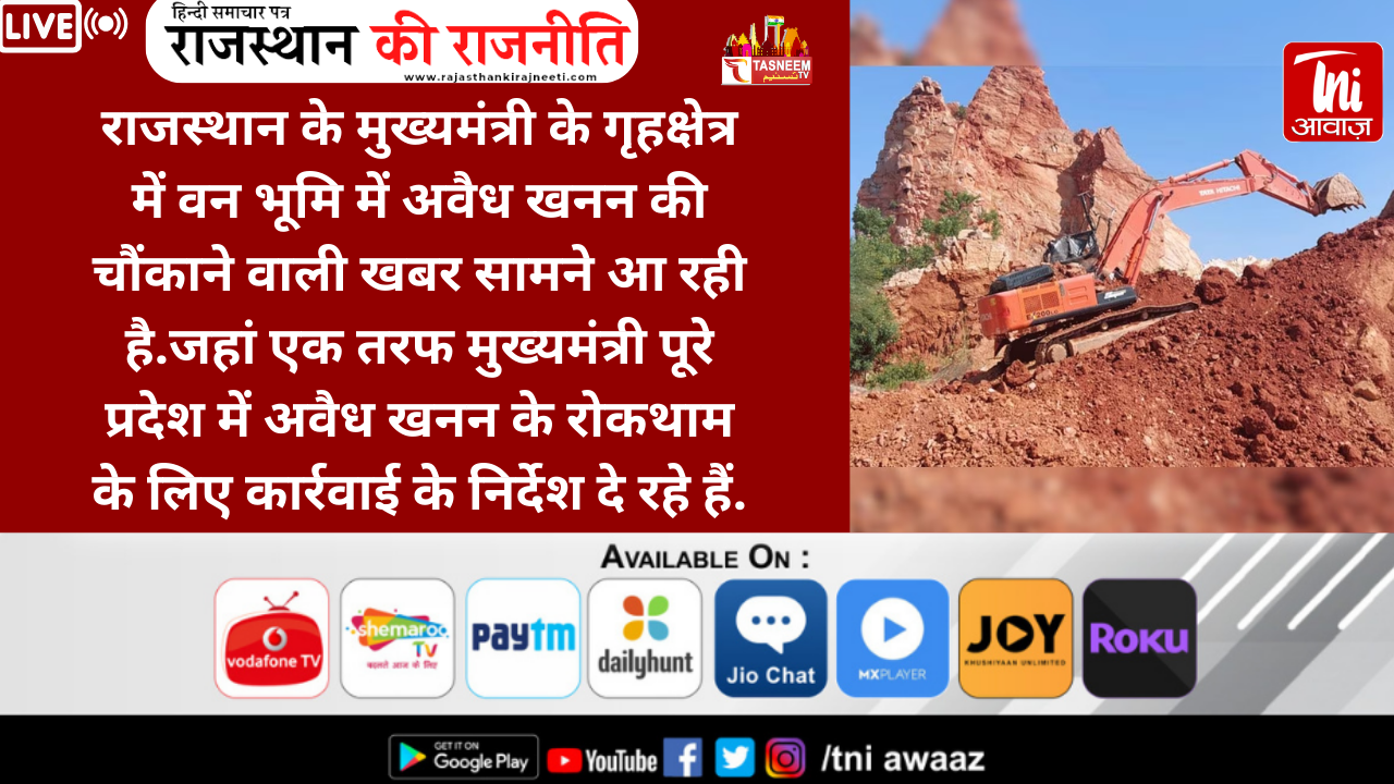 राजस्थान न्यूज़: माफियाओं में नहीं है डर,सीएम के गृहक्षेत्र में 400 करोड़ से अधिक लाल पत्थर का अवैध खनन