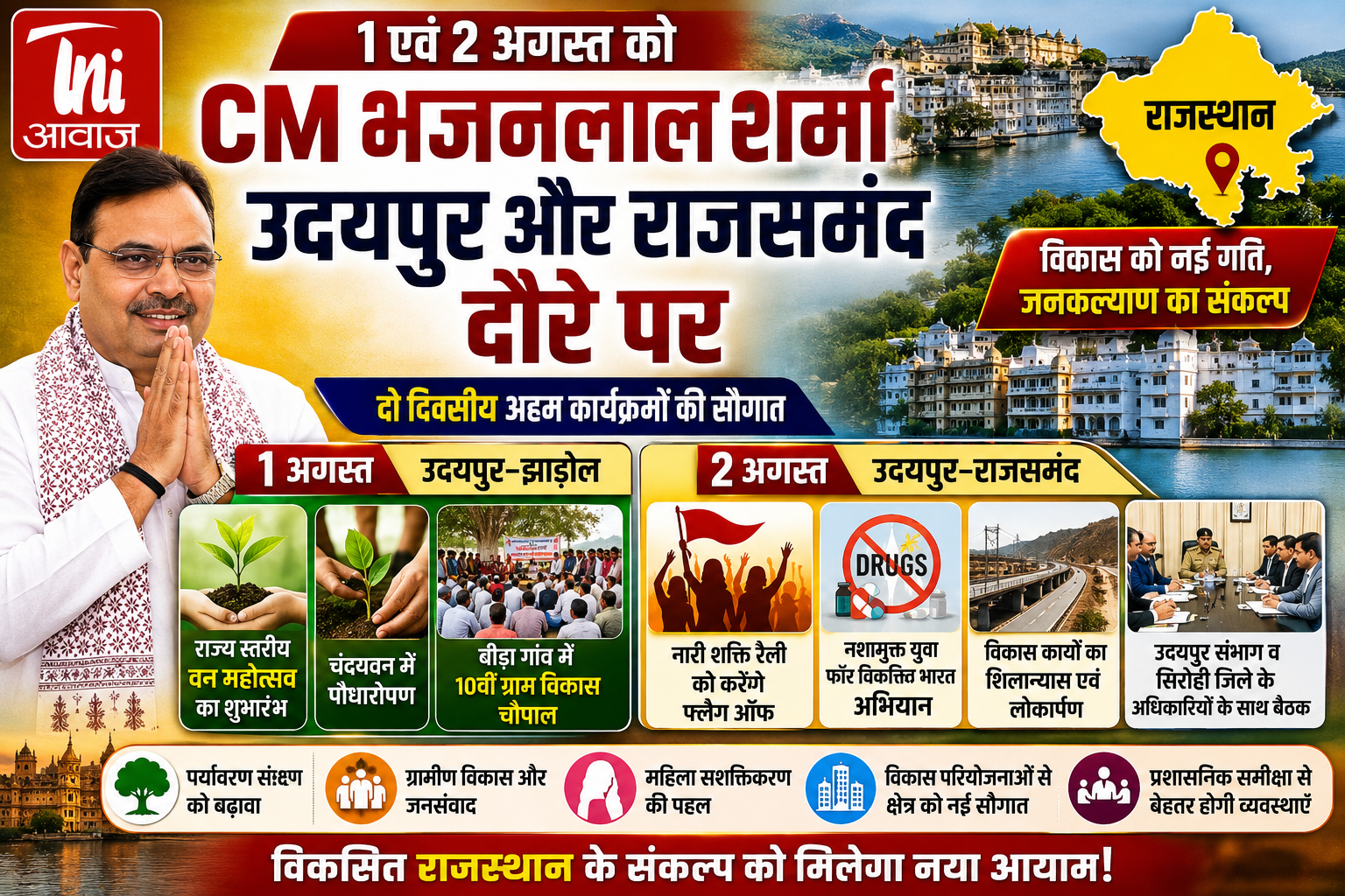 दो दिवसीय दौरे पर CM भजनलाल शर्मा, वन महोत्सव से विकास परियोजनाओं तक रहेंगे कई बड़े कार्यक्रम 