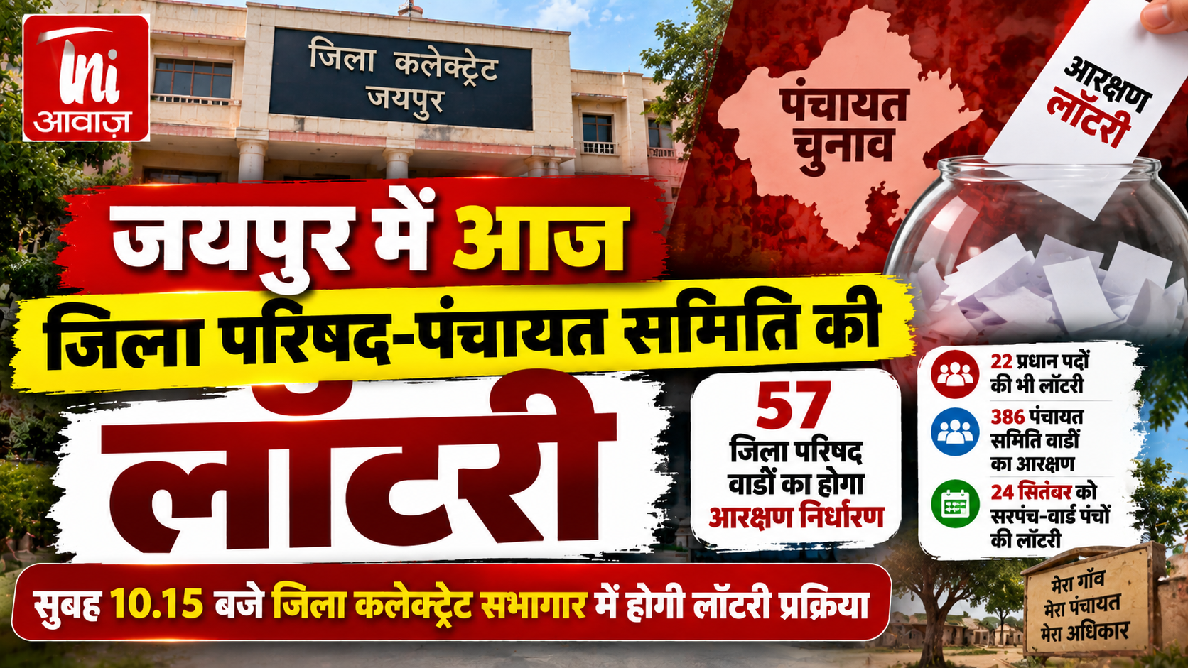 जयपुर में आज जिला परिषद-पंचायत समिति की आरक्षण लॉटरी, 57 वार्डों का होगा निर्धारण