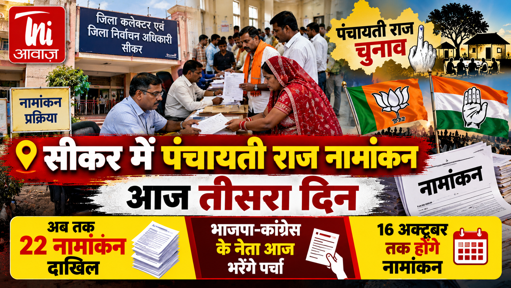 सीकर में पंचायती राज चुनाव: नामांकन के तीसरे दिन बढ़ी हलचल, अब तक 22 नामांकन दाखिल; भाजपा-कांग्रेस के प्रत्याशियों पर नजर