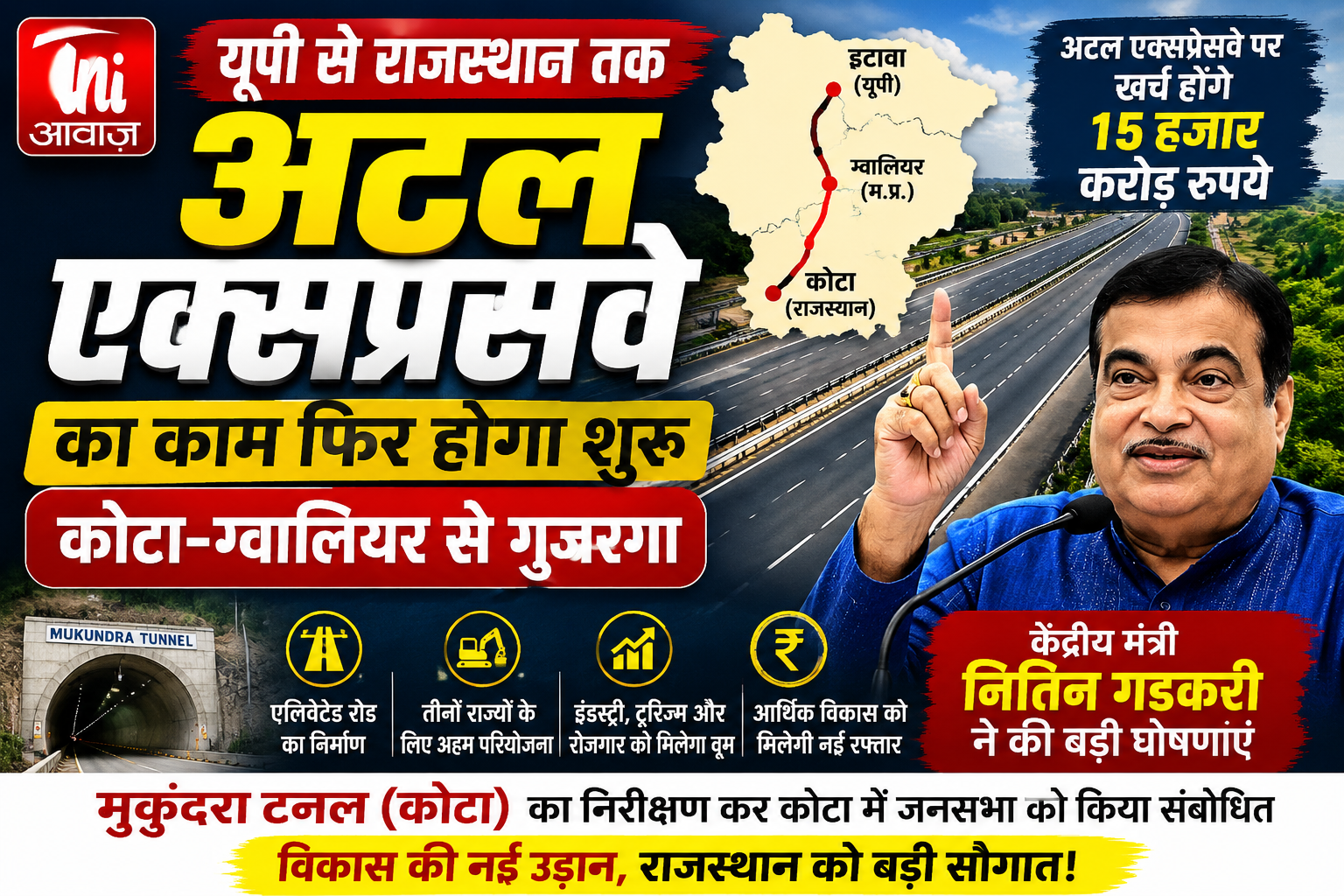 यूपी से राजस्थान तक फिर रफ्तार पकड़ेगा 'अटल एक्सप्रेसवे