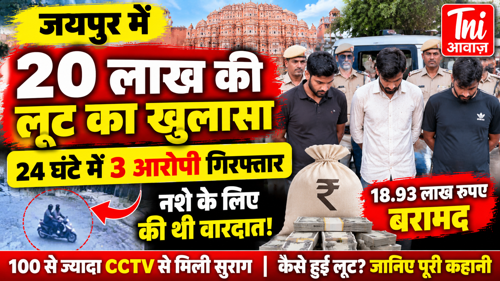 जयपुर में 20 लाख रुपये की लूट का खुलासा, 24 घंटे में तीन आरोपी गिरफ्तार