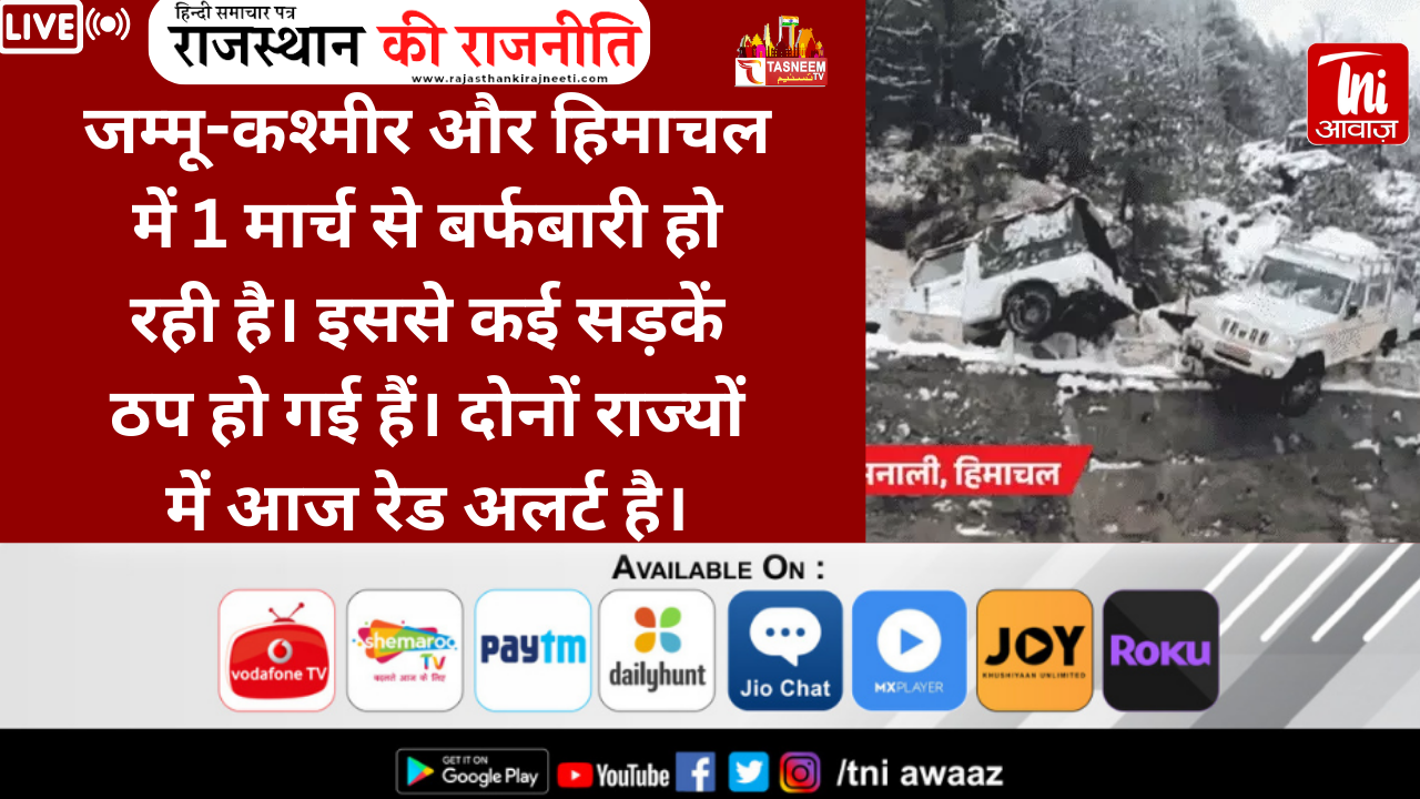 हिमाचल के मनाली में एवलांच:नेहरू कुंड के पास सड़कों पर कई गाड़ियां पलटीं, जम्मू-कश्मीर में भारी बर्फबारी, रेड अलर्ट