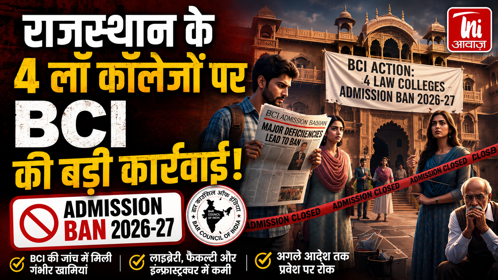 राजस्थान के 4 लॉ कॉलेजों पर BCI की बड़ी कार्रवाई, एडमिशन पर रोक