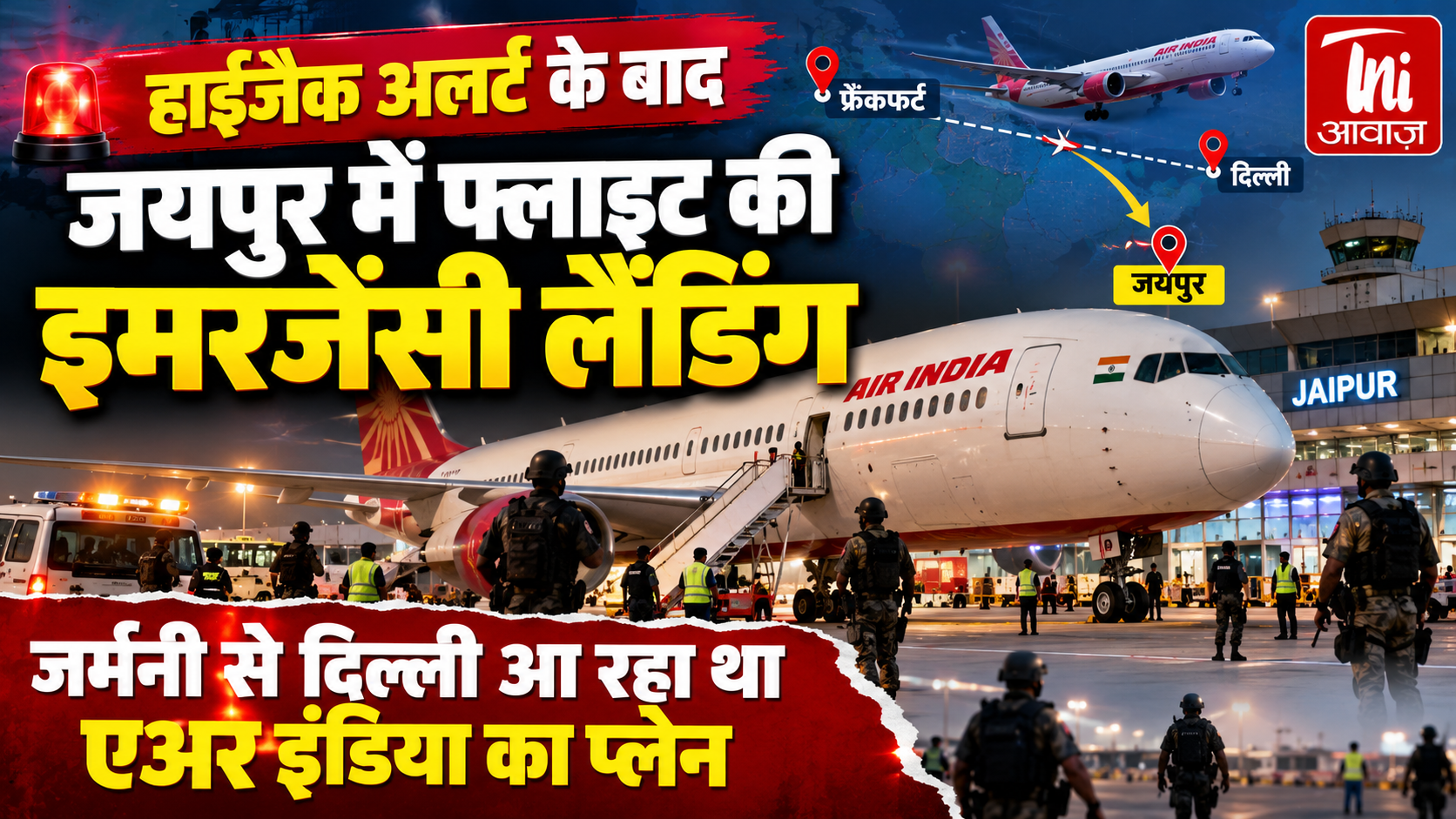 हाईजैक अलर्ट के बाद जयपुर डायवर्ट हुई एअर इंडिया की फ्लाइट, इमरजेंसी लैंडिंग के बाद सुरक्षा जांच शुरू