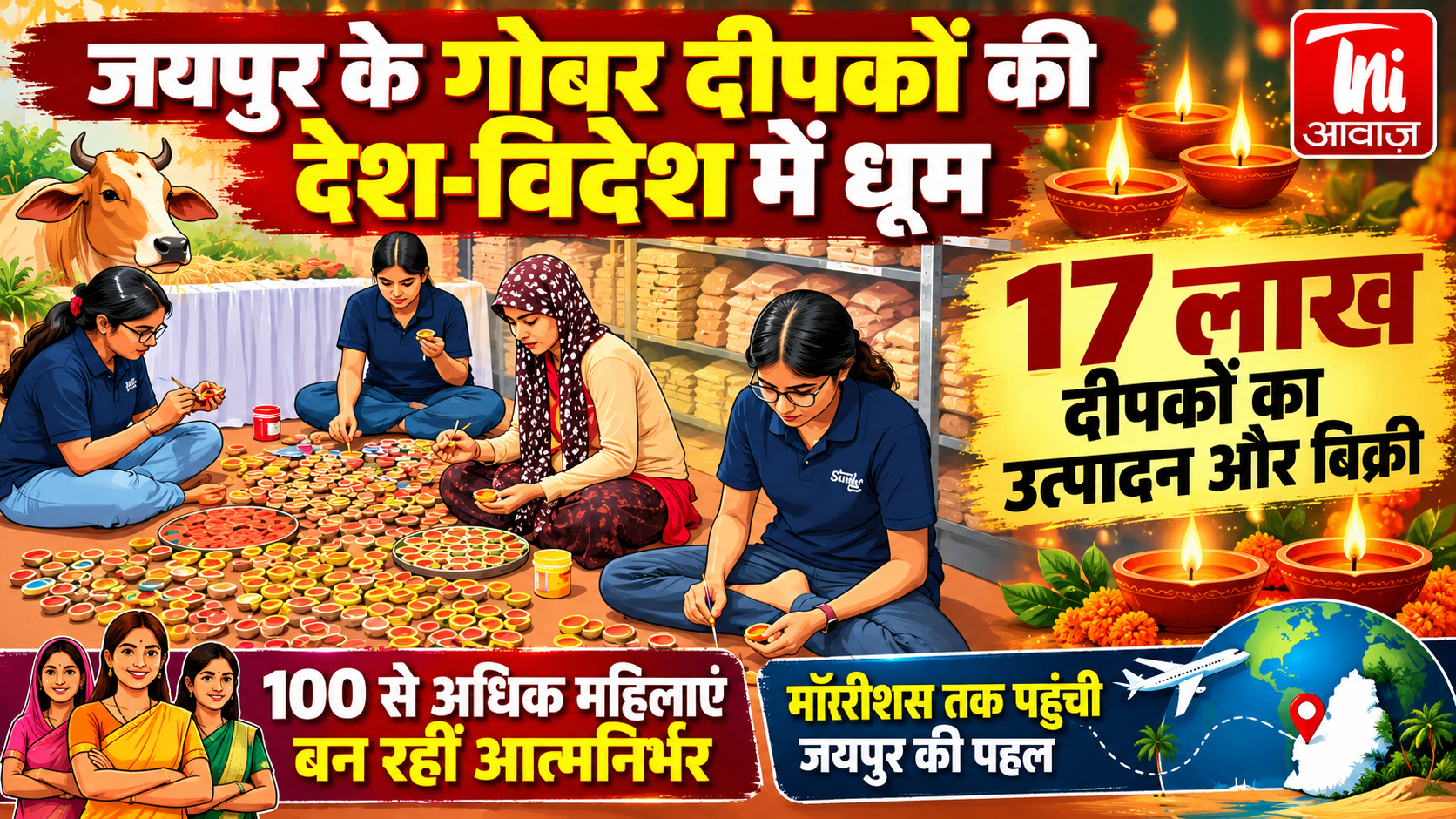 जयपुर के गोबर दीपकों की देश-विदेश में धूम, अब तक 17 लाख दीपकों का उत्पादन और बिक्री