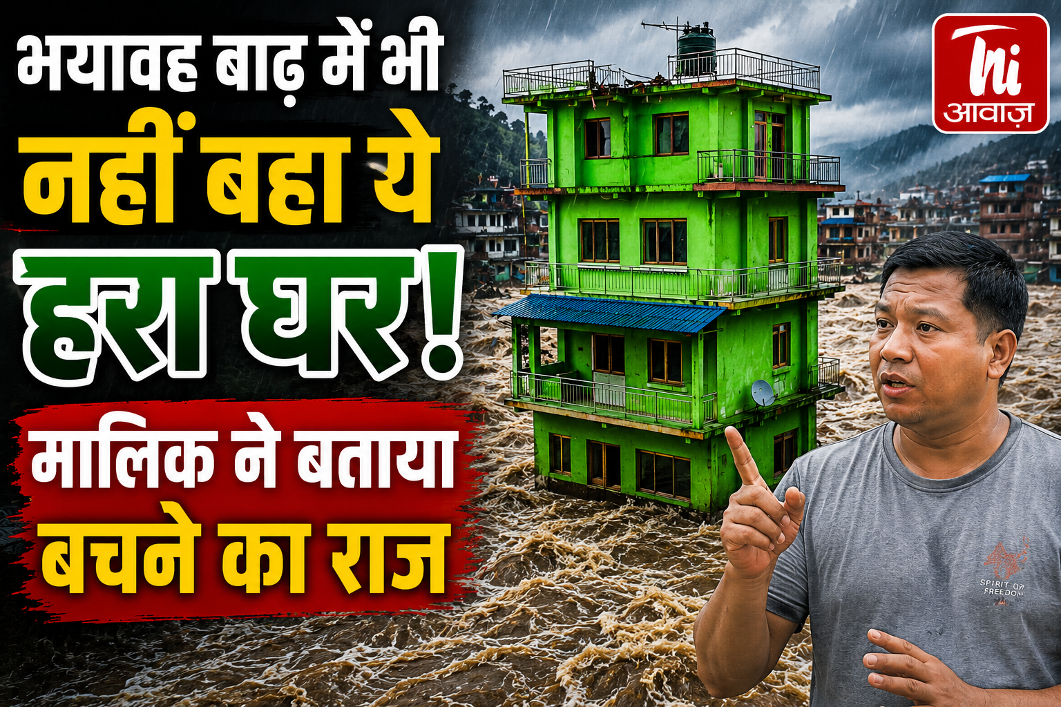 भयानक बाढ़ में भी नहीं बहा ये हरा घर, मालिक ने बताया बचने का राज