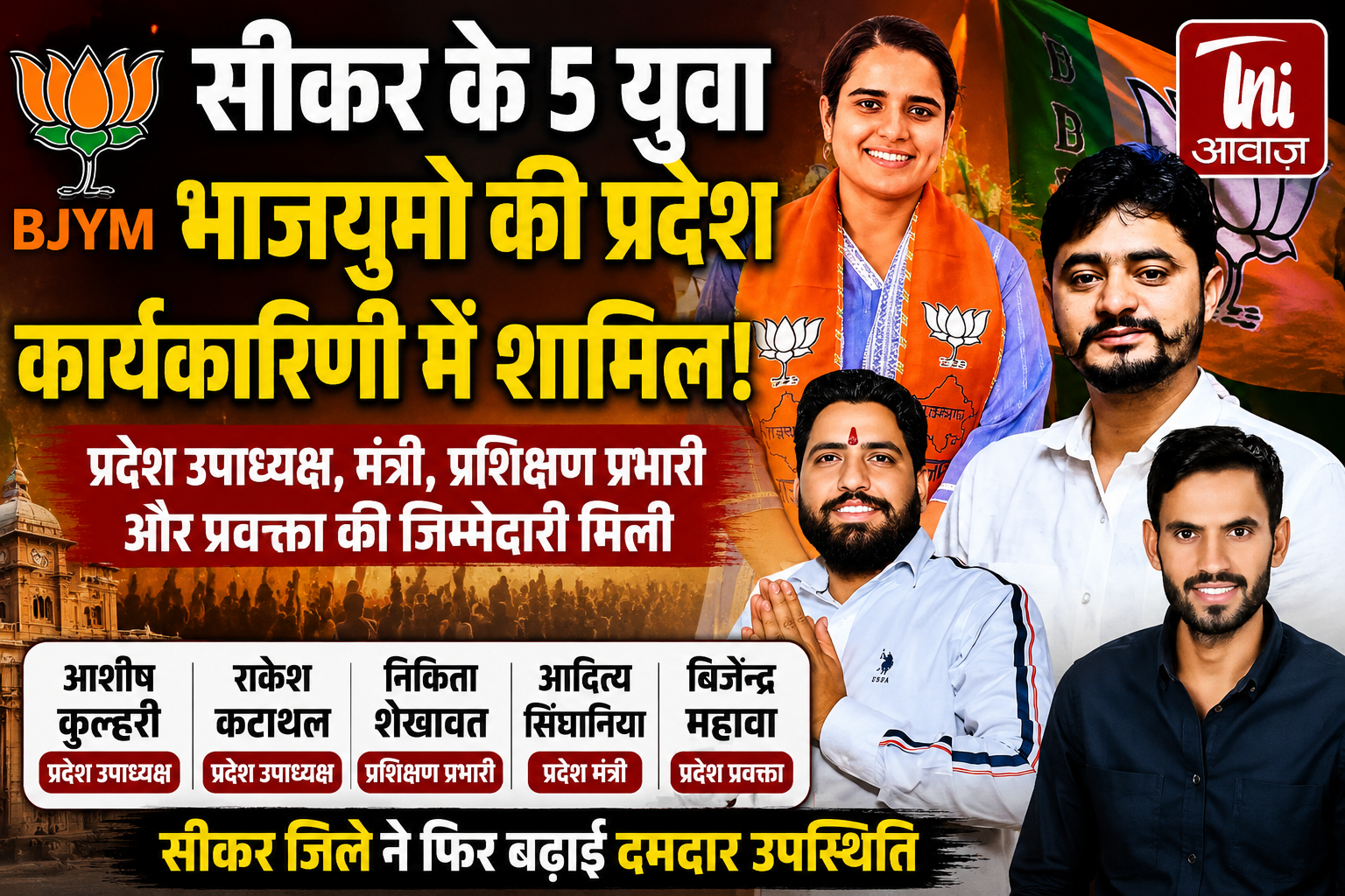 सीकर में भाजयुमो की नई कार्यकारिणी में बड़ा बदलाव, 5 युवाओं को मिली जगह