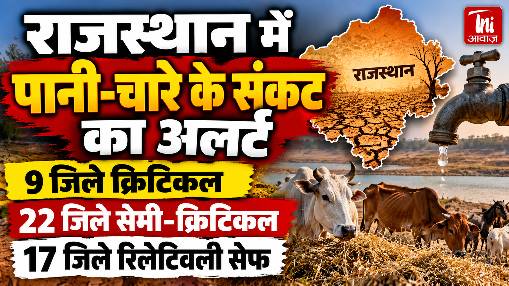 राजस्थान में पानी-चारे के संकट का अलर्ट, 9 जिले क्रिटिकल और 22 सेमी-क्रिटिकल