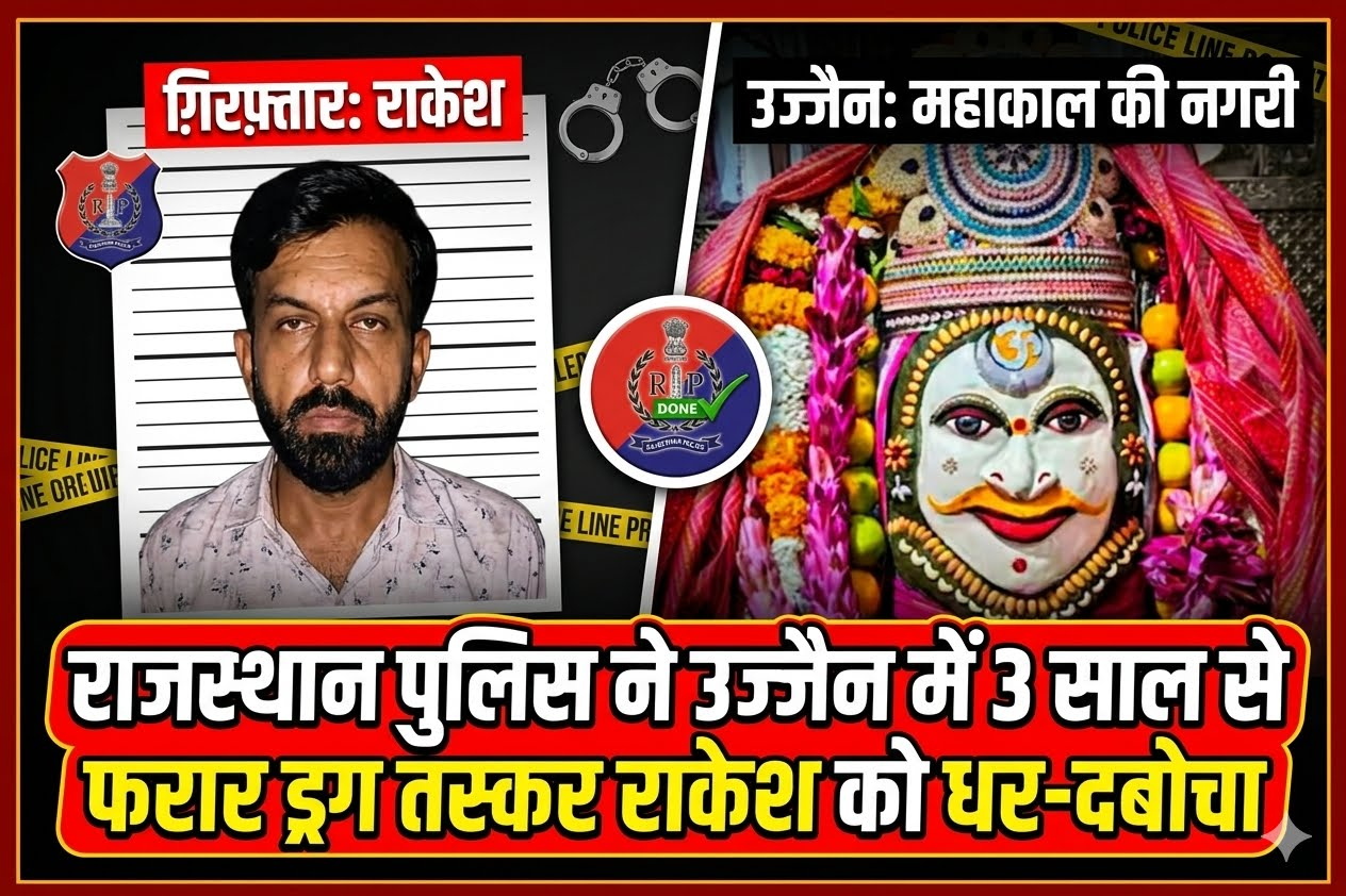 राजस्थान पुलिस ने उज्जैन में 3 साल से फरार ड्रग तस्कर राकेश को धर-दबोचा
