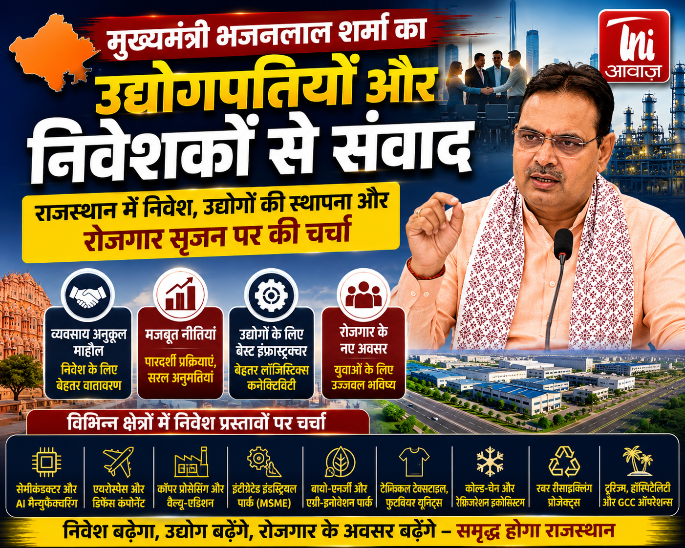 राजस्थान में निवेश, उद्योगों के विस्तार और रोजगार सृजन की संभावनाओं पर हुई चर्चा