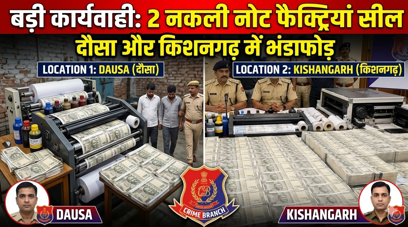 दौसा और किशनगढ़ में नकली नोट फैक्ट्री का भंडाफोड़