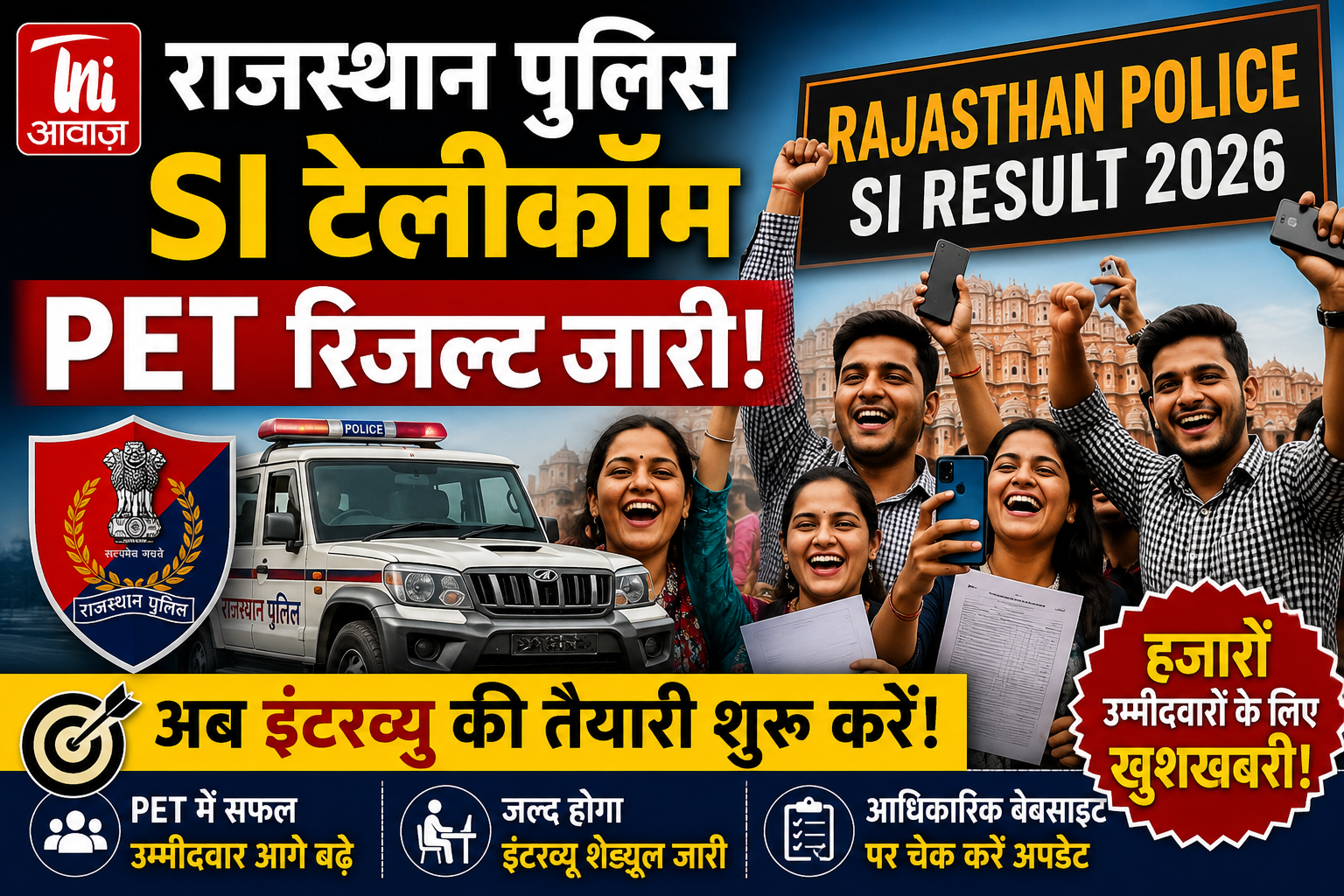 राजस्थान पुलिस SI टेलीकॉम PET रिजल्ट जारी, अब इंटरव्यू की तैयारी शुरू