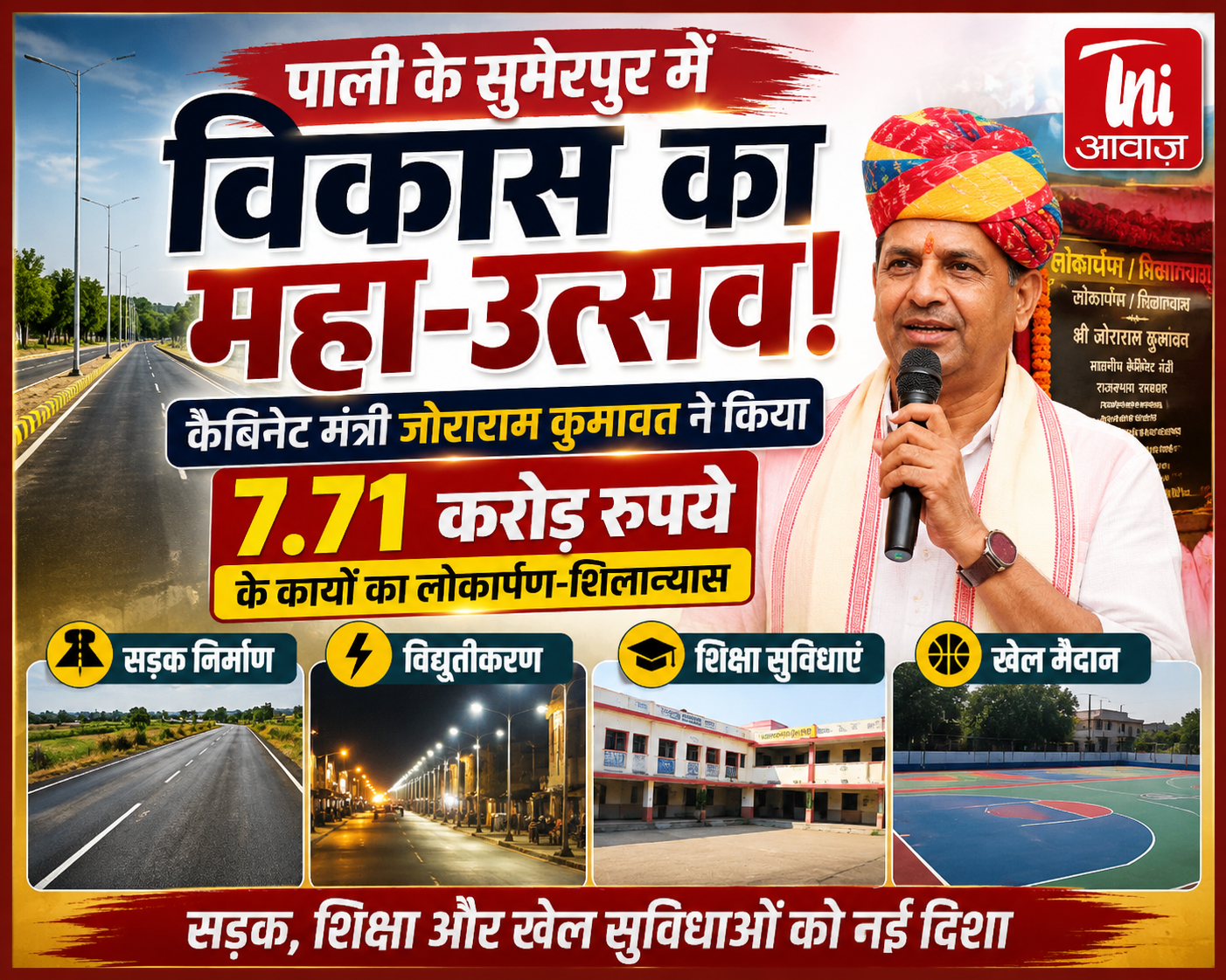 कैबिनेट मंत्री जोराराम कुमावत ने किया विभिन्न विकास कार्यों का लोकार्पण, उद्घाटन और शिलान्यास