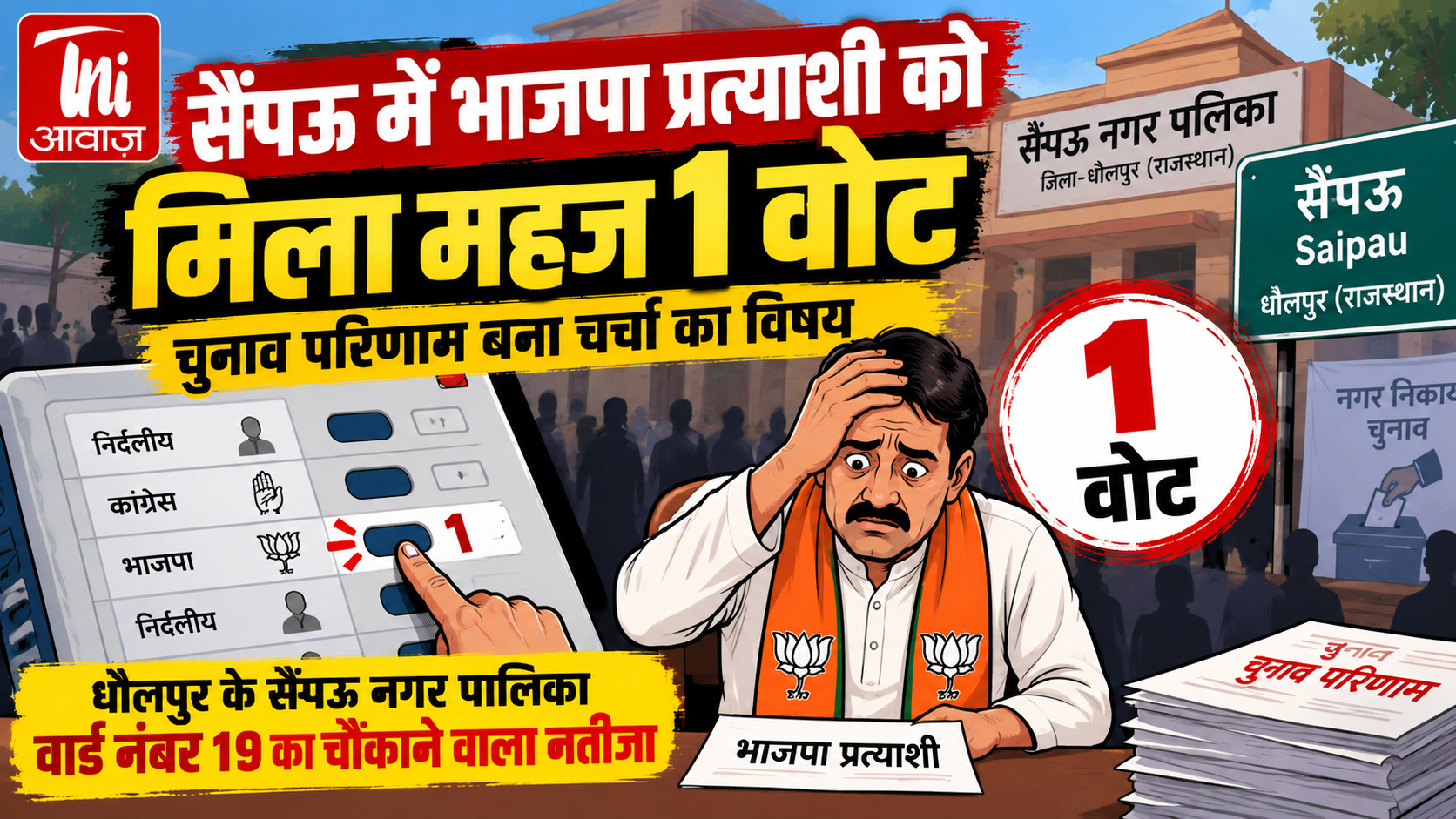 सैंपऊ के वार्ड 19 में भाजपा प्रत्याशी को मिला सिर्फ 1 वोट, निकाय चुनाव का नतीजा चर्चा में