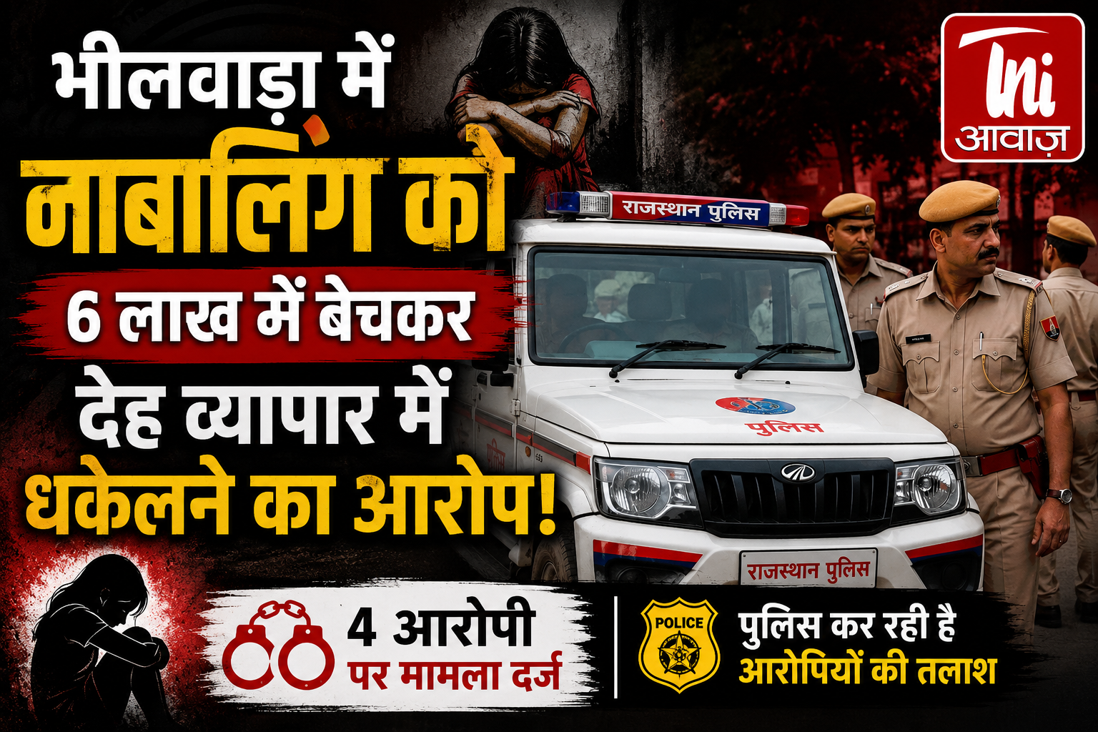 भीलवाड़ा में नाबालिग को देह व्यापार में धकेलने का आरोप, 6 लाख में बेचने का मामला दर्ज
