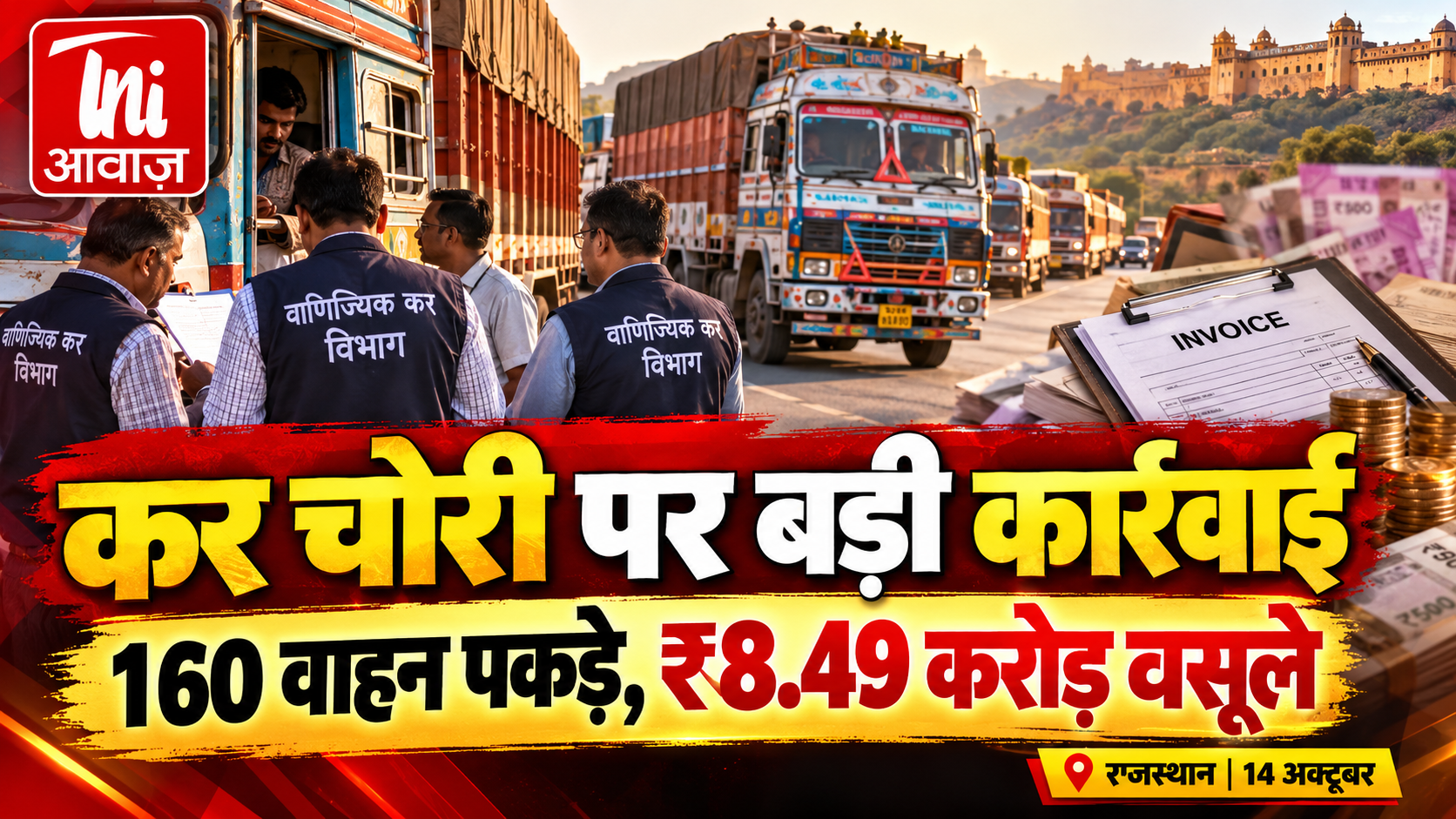 राजस्थान में कर चोरी के खिलाफ बड़ी कार्रवाई, 160 वाहन पकड़े; 8.49 करोड़ रुपये की वसूली