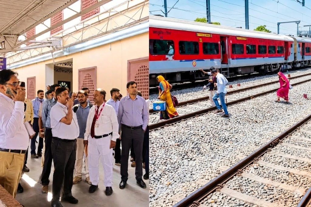 ब्यावर रेलवे स्टेशन निरीक्षण में सुरक्षा नियमों की अनदेखी, यात्रियों ने ट्रैक पार कर दिखाई लापरवाही