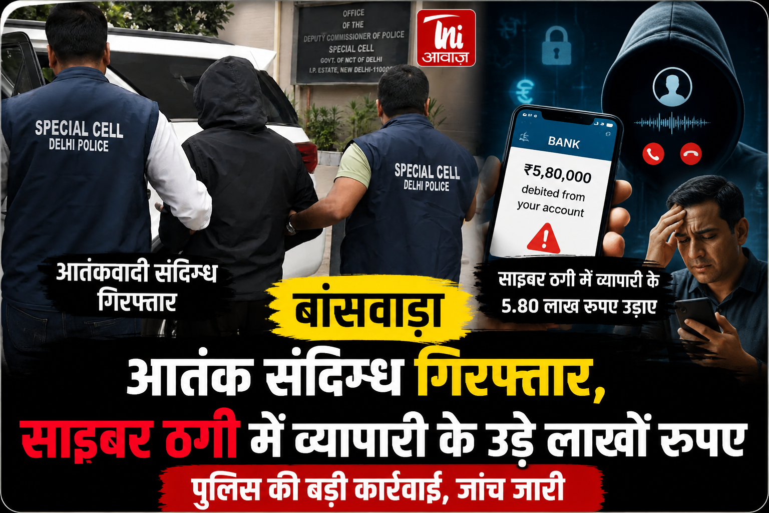 बांसवाड़ा में आतंकवादी संदिग्ध और साइबर ठगी के दो मामले