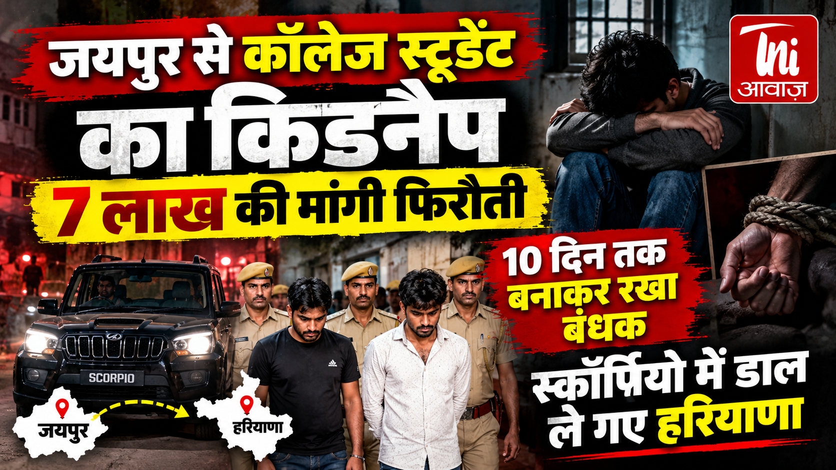 जयपुर से कॉलेज स्टूडेंट का अपहरण, 7 लाख की फिरौती मांगी; 10 दिन तक बनाया बंधक, हरियाणा से दो आरोपी गिरफ्तार