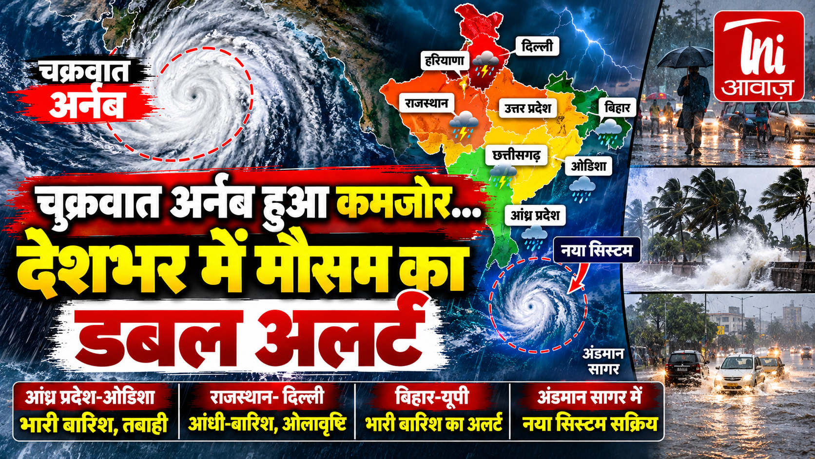 चक्रवात अर्नब की ताजा अपडेट: कमजोर पड़ा चक्रवात अर्नब, राजस्थान से बिहार तक मौसम का अलर्ट; अंडमान सागर में नया सिस्टम सक्रिय