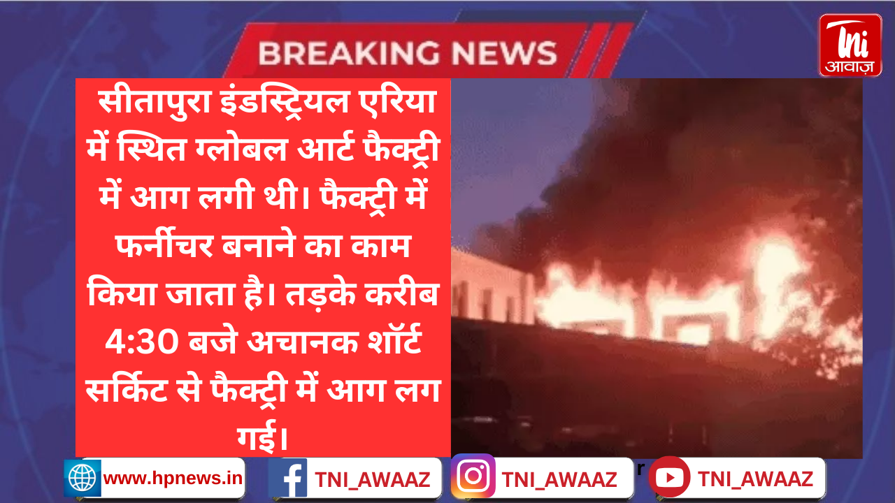 जयपुर की फर्नीचर फैक्ट्री में आग, करोड़ों का नुकसान: आग बुझा रहे फायरकर्मी हुए घायल, पांच घंटे में काबू पाया गया