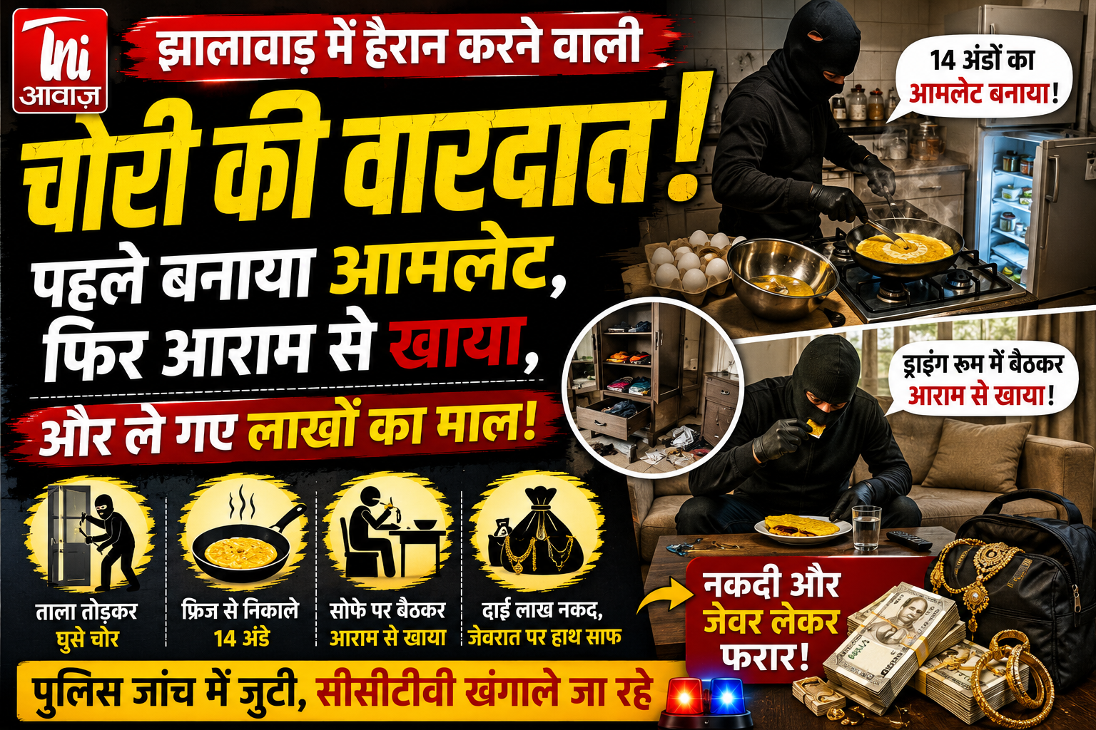 चोरी करने आए... पहले बनाया आमलेट, फिर आराम से खाकर ले गए लाखों का माल! 