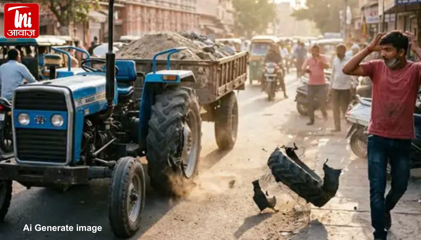 जयपुर में चलते ट्रैक्टर का टायर फटा, 10 फीट दूर जा रहे युवक का सिर चीरता हुआ उड़ा लोहे का कवर; मौके पर मौत