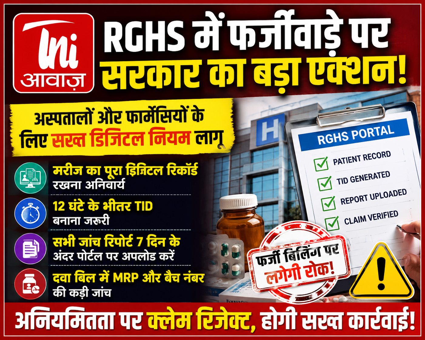     RGHS में बड़ा बदलाव: अस्पतालों और फार्मेसियों के लिए सख्त डिजिटल गाइडलाइ