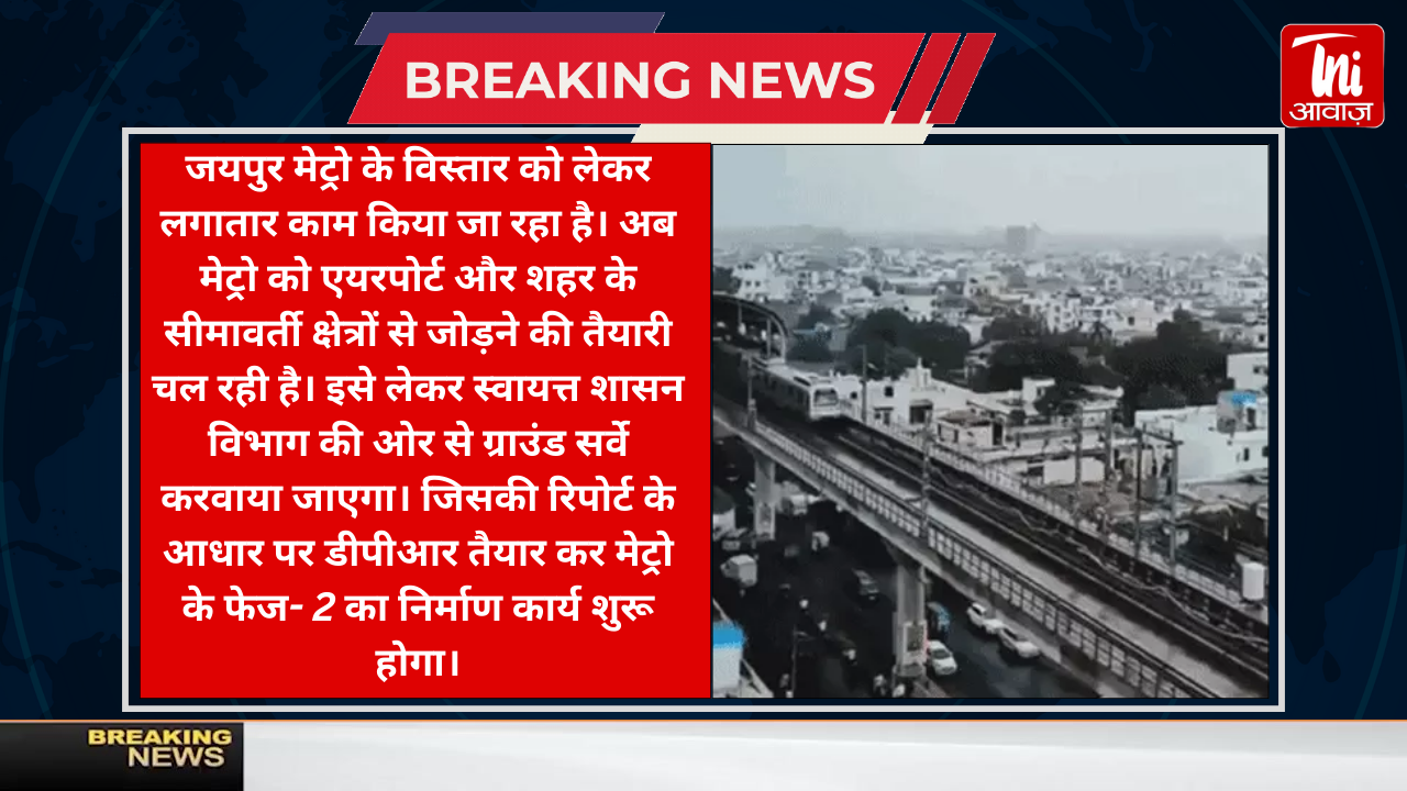 जयपुर मेट्रो का रूट बढ़ाने की तैयारी में सरकार!: टोंक रोड से मानसरोवर, सीतापुरा से 14 नंबर और एयरपोर्ट जाने वालों को मिलेगा फायदा, जल्द होगा ग्राउंड सर्वे