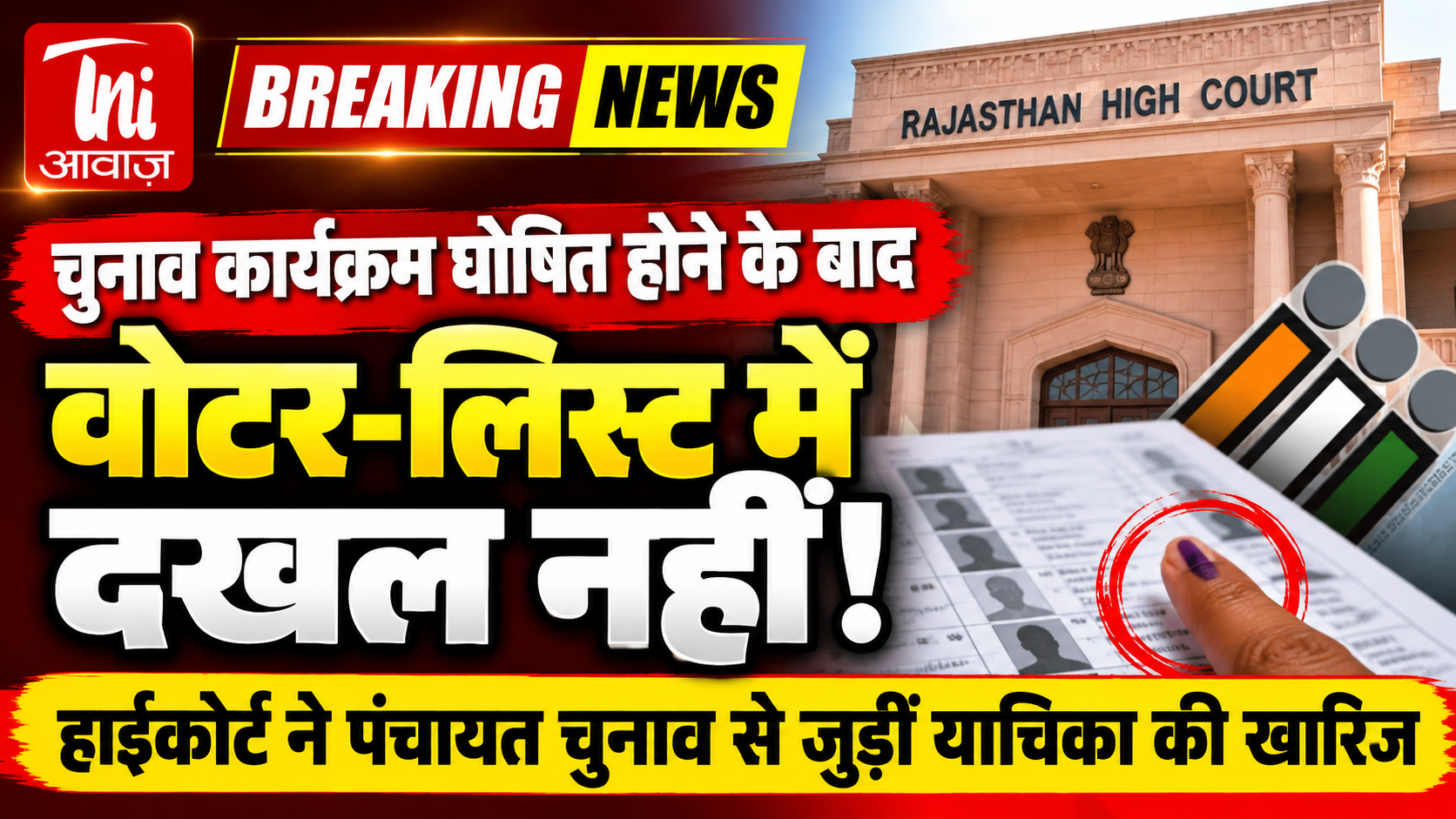 राजस्थान हाईकोर्ट का बड़ा फैसला: चुनाव कार्यक्रम घोषित होने के बाद वोटर लिस्ट में दखल नहीं