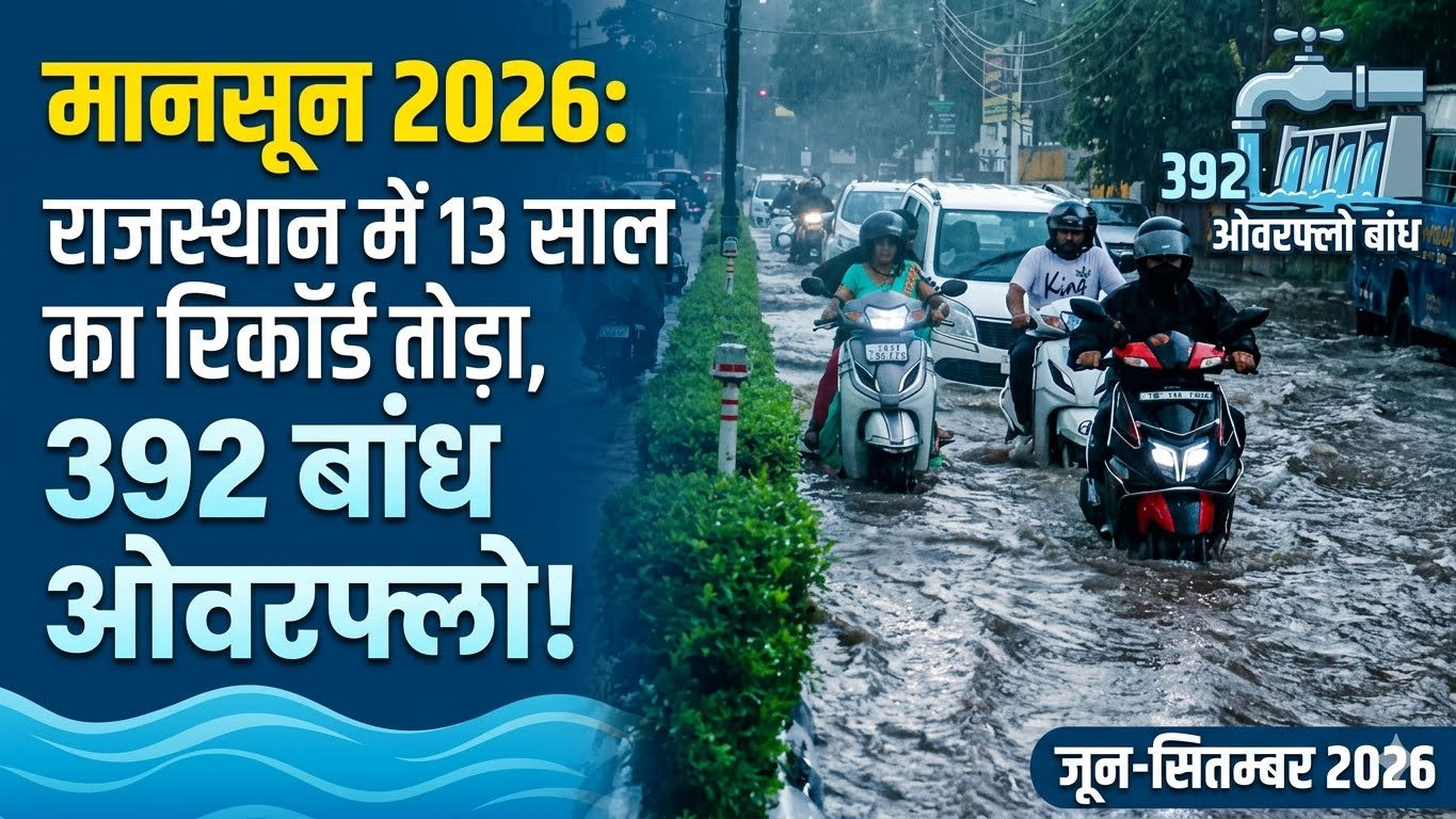 मानसून 2026: राजस्थान में 13 साल का रिकॉर्ड तोड़ा, 392 बांध ओवरफ्लो
