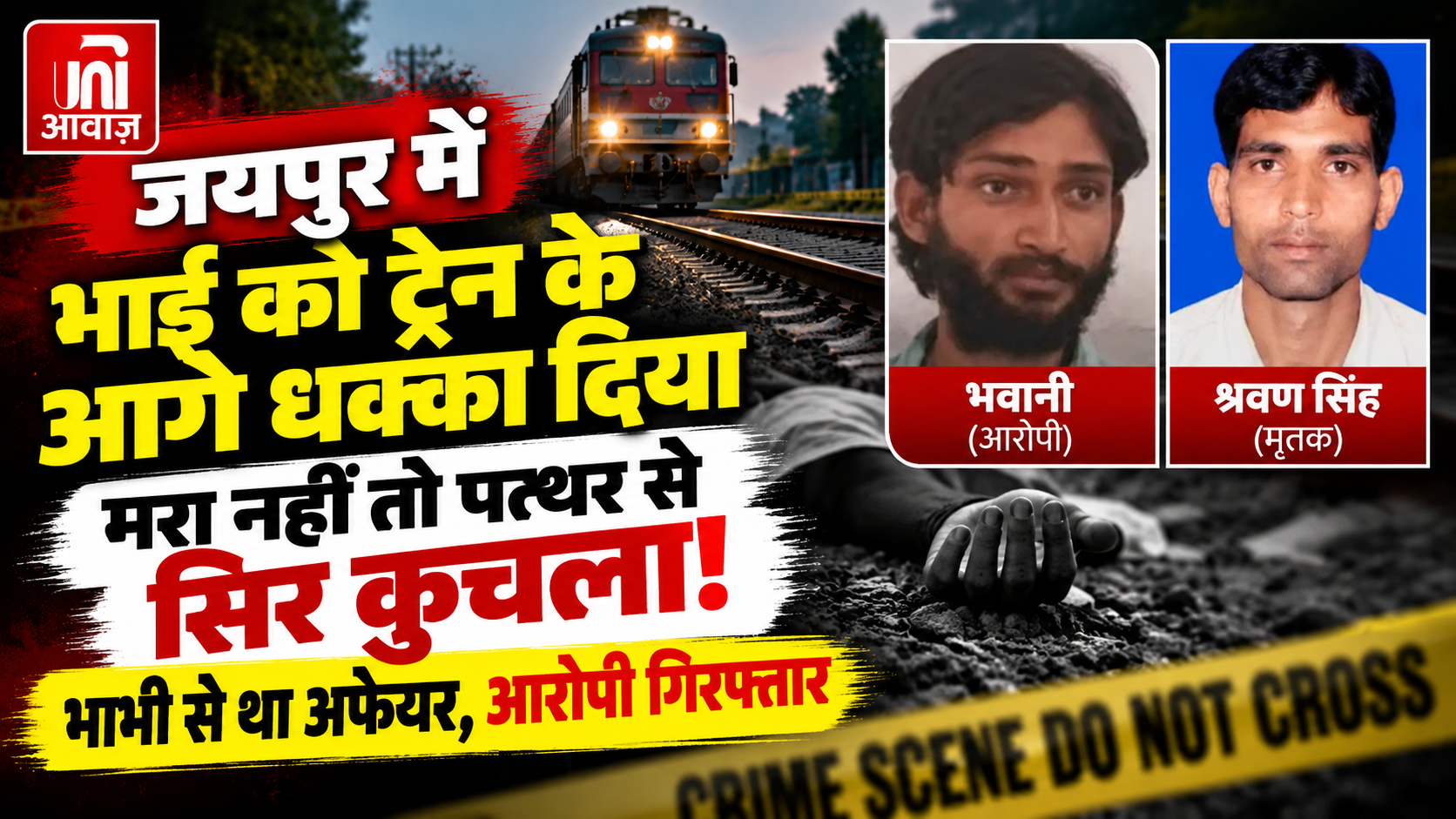 जयपुर में रिश्तों का खौफनाक अंत: चचेरे भाई ने ट्रेन के आगे दिया धक्का, बचा तो पत्थर से कुचलकर की हत्या