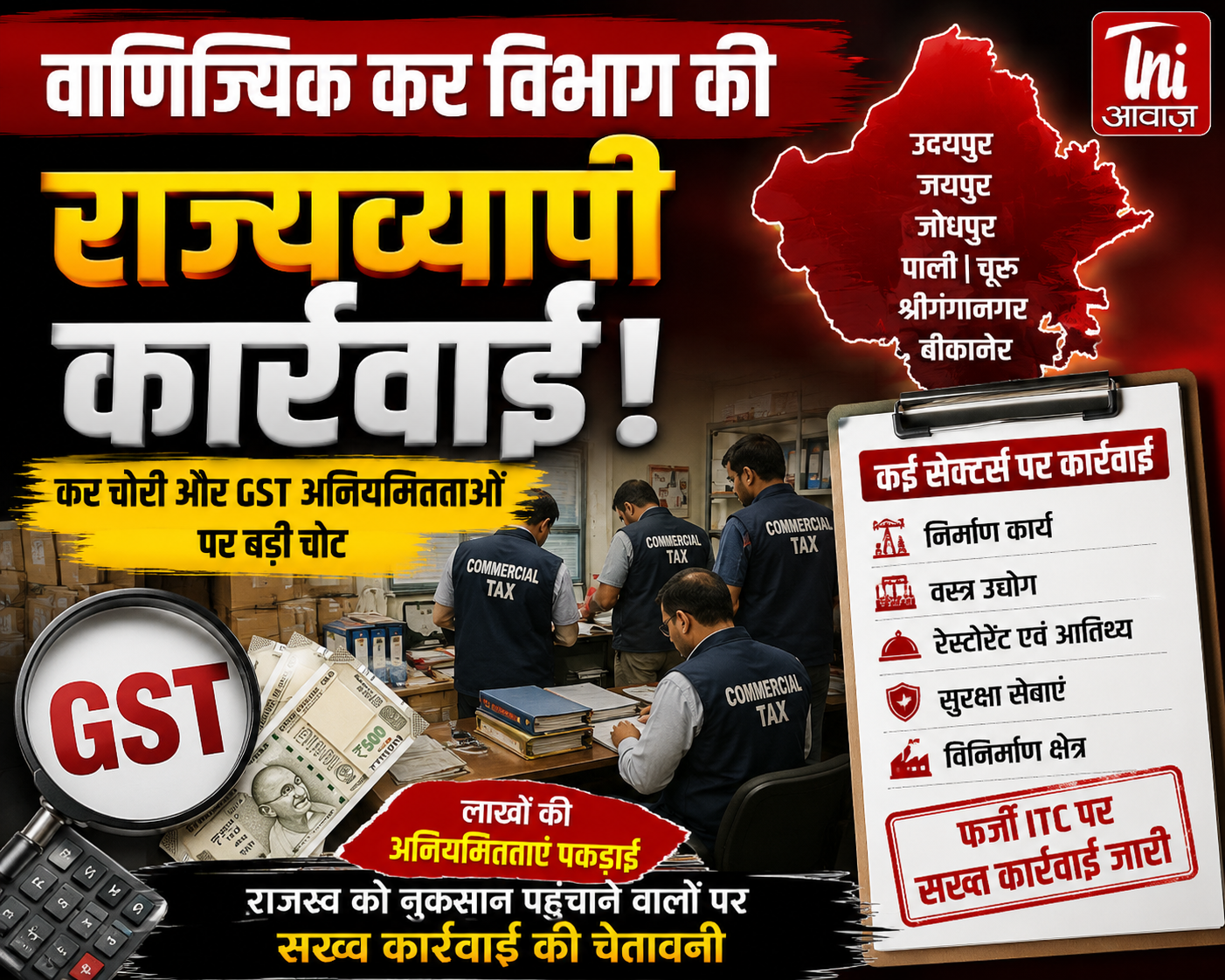 सप्ताहांत में वाणिज्यिक कर विभाग की बड़ी कार्रवाई 