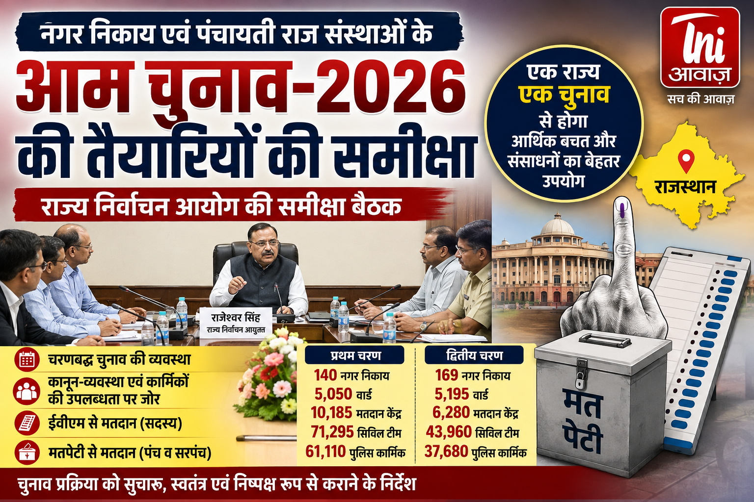 राजस्थान में एक साथ होंगे निकाय-पंचायती राज चुनाव, तैयारियों की समीक्षा