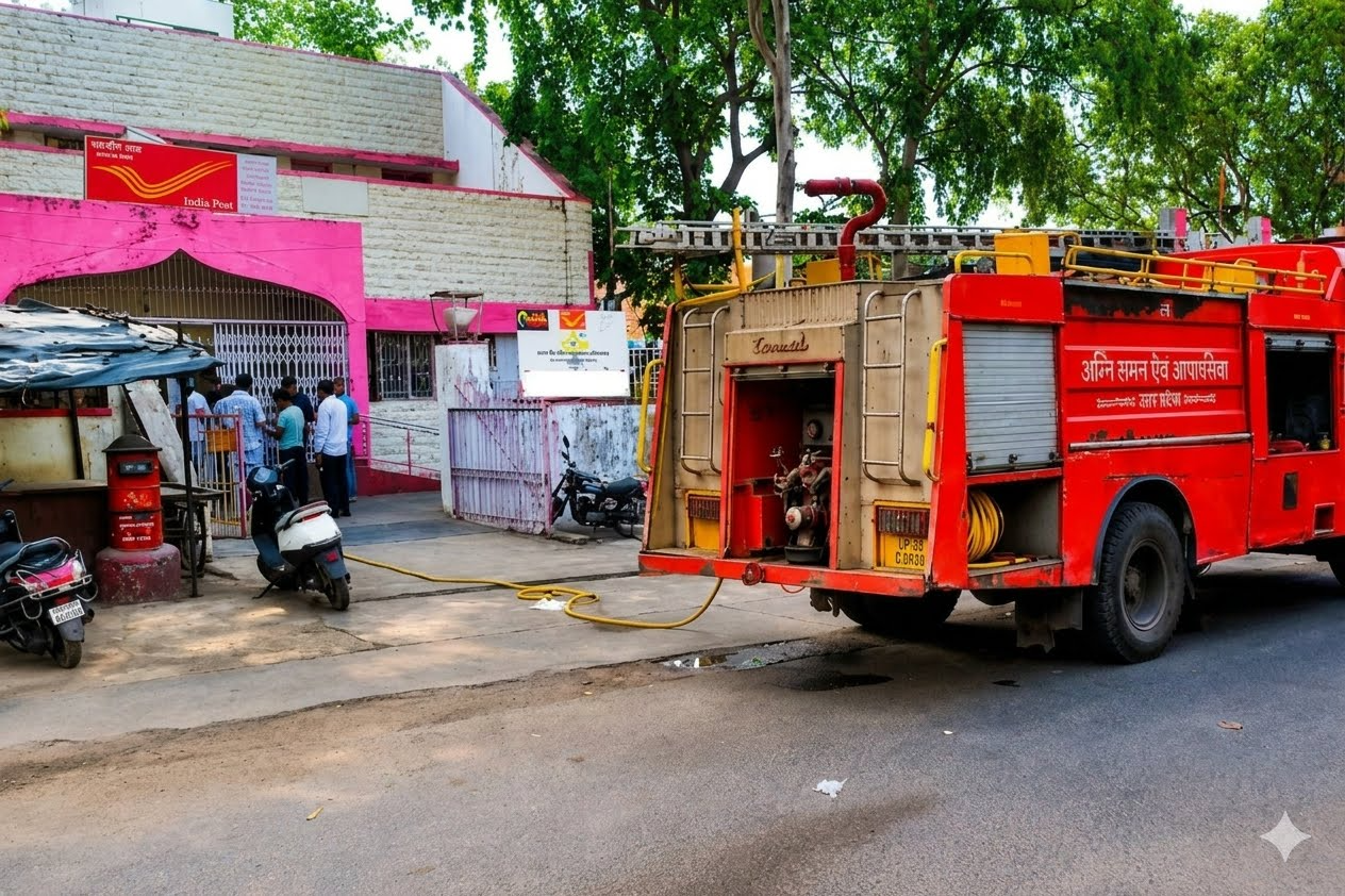 प्रतापगढ़ मुख्य डाकघर में भीषण आग, IPPB कार्यालय में मचा हड़कंप