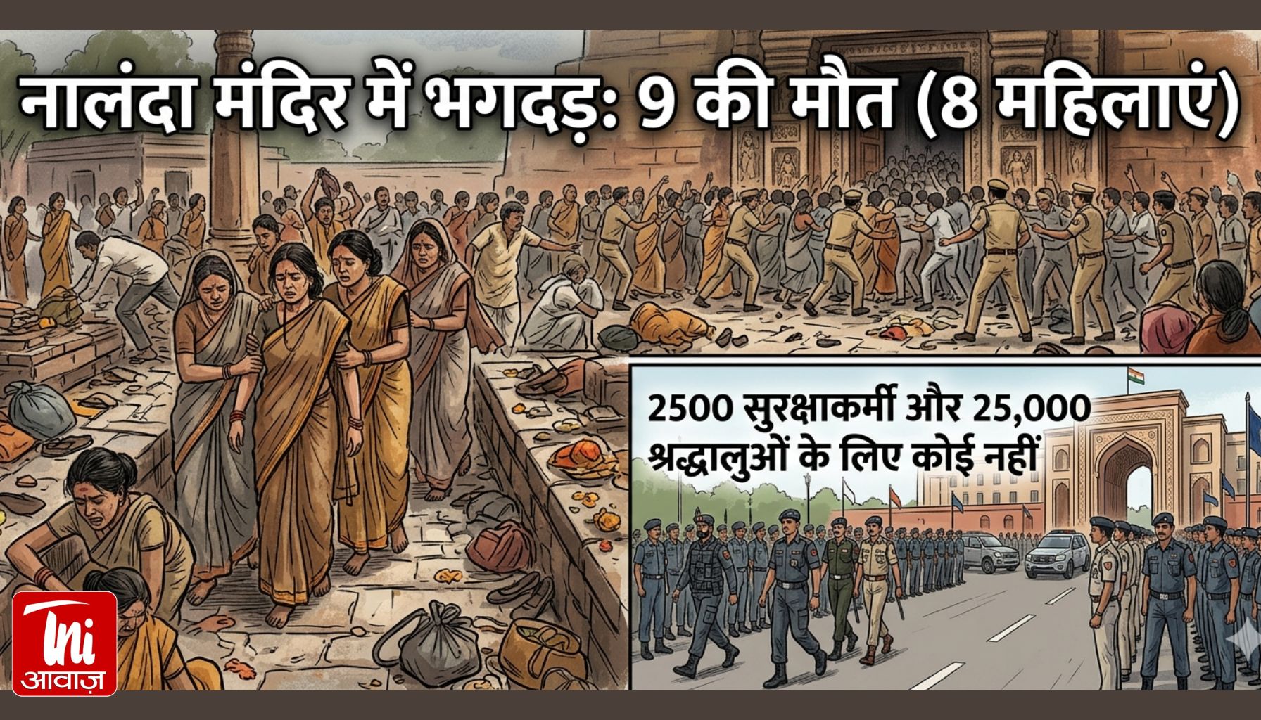 नालंदा मंदिर में मौत का मंजर: 25 हजार की भीड़, शून्य सुरक्षा—9 की दर्दनाक मौत, सिस्टम पर बड़े सवाल!