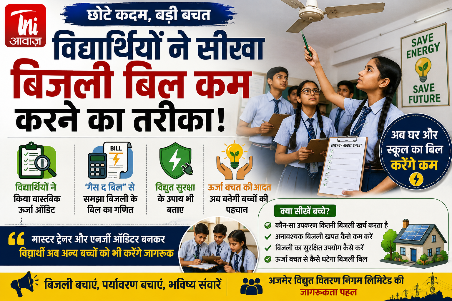 विद्यार्थियों ने सीखा बिजली का बिल कम करने का तरीका, अब घर और स्कूल में बचाएंगे ऊर्जा