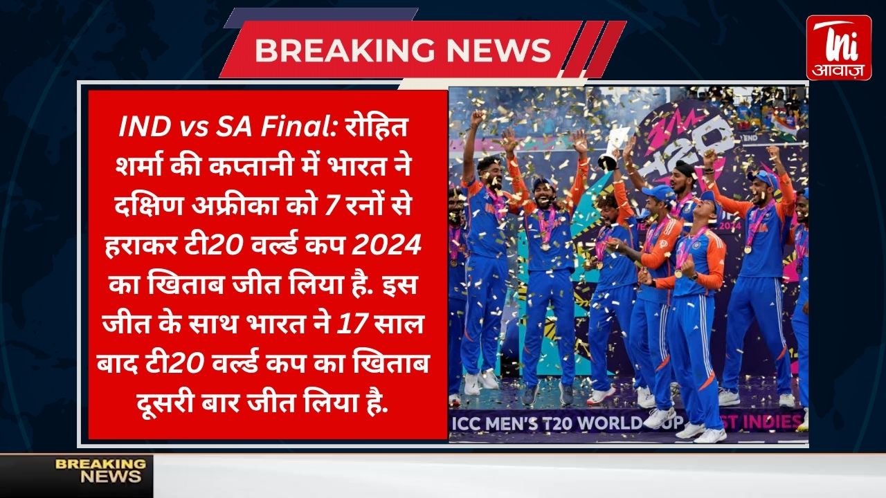 भारत ने 17 साल बाद जीता टी20 वर्ल्ड कप खिताब, फाइनल में अफ्रीका को 7 रन से हराया - T20 WORLD CUP 2024