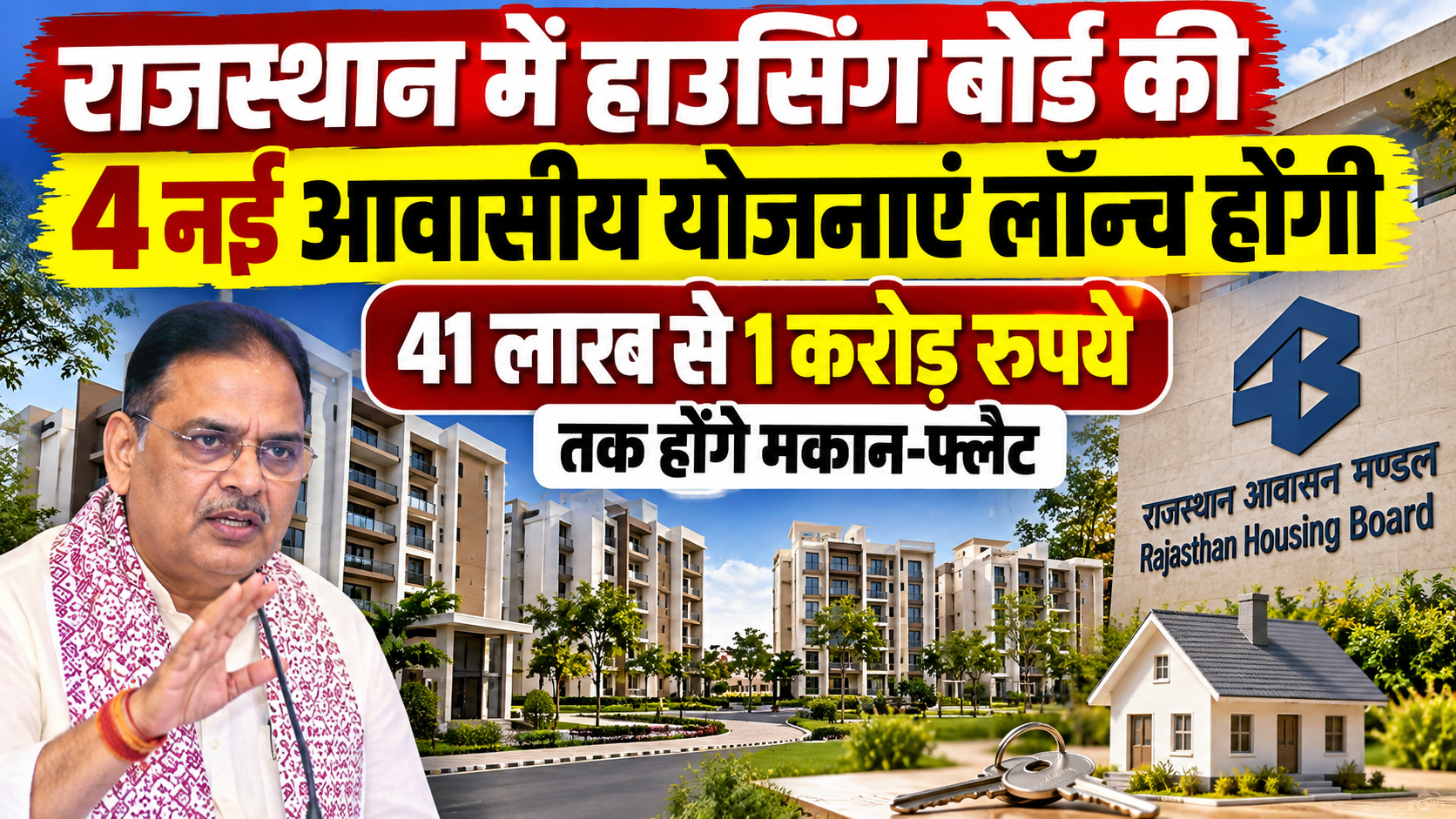 राजस्थान में हाउसिंग बोर्ड की 4 नई आवासीय योजनाएं लॉन्च होंगी, 41 लाख से 1 करोड़ रुपये तक होंगे मकान-फ्लैट