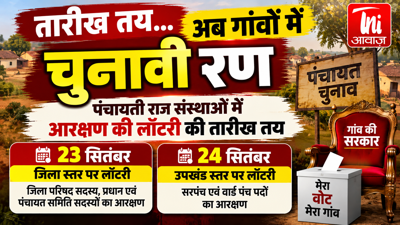 राजस्थान में पंचायत चुनाव का रण तैयार, 23-24 सितंबर को होगी आरक्षण की लॉटरी