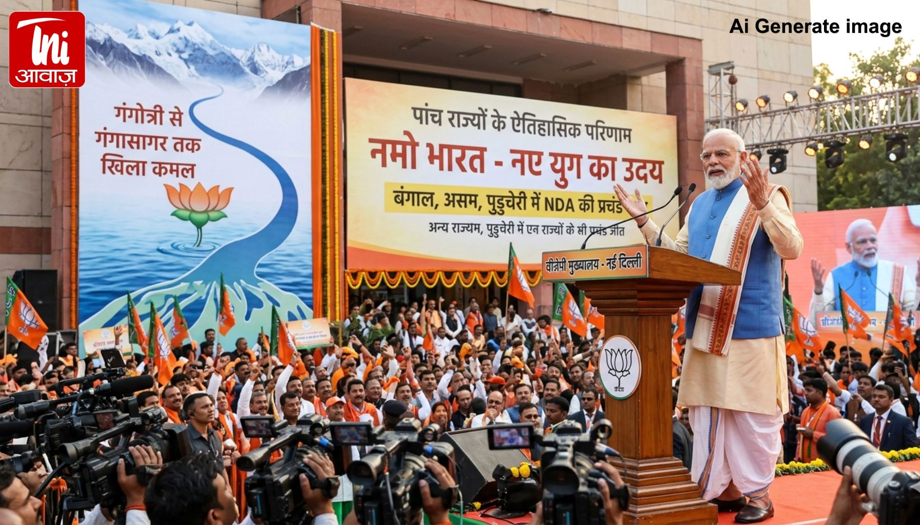 PM Modi बोले- ‘गंगोत्री से गंगासागर तक खिला कमल’: BJP मुख्यालय में जीत का महाजश्न