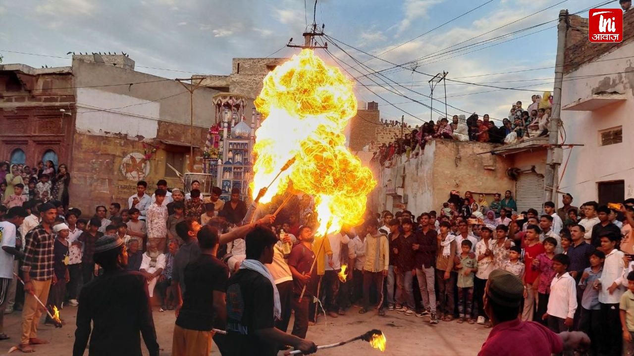 नागौर में मुहर्रम जुलूस, काजियों के चौक पर देर रात तक चला अखाड़ा प्रदर्शन
