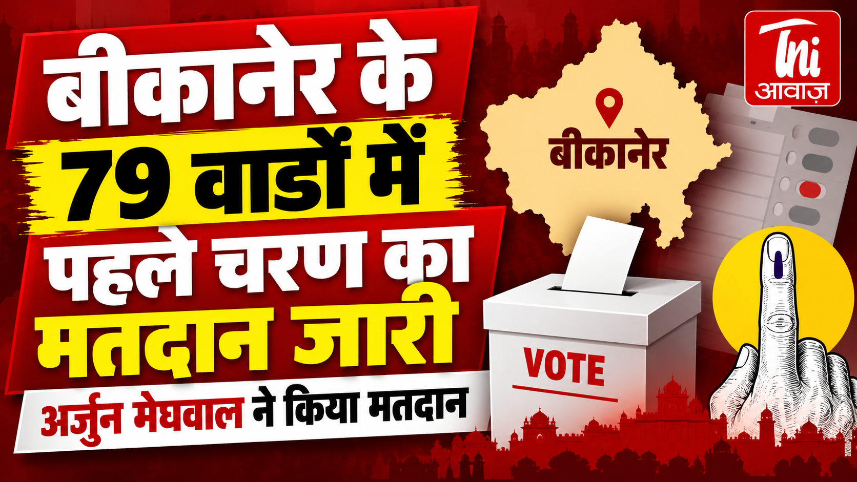 बीकानेर के 79 वार्डों में पहले चरण का मतदान जारी, केंद्रीय कानून मंत्री अर्जुन मेघवाल ने डाला वोट 