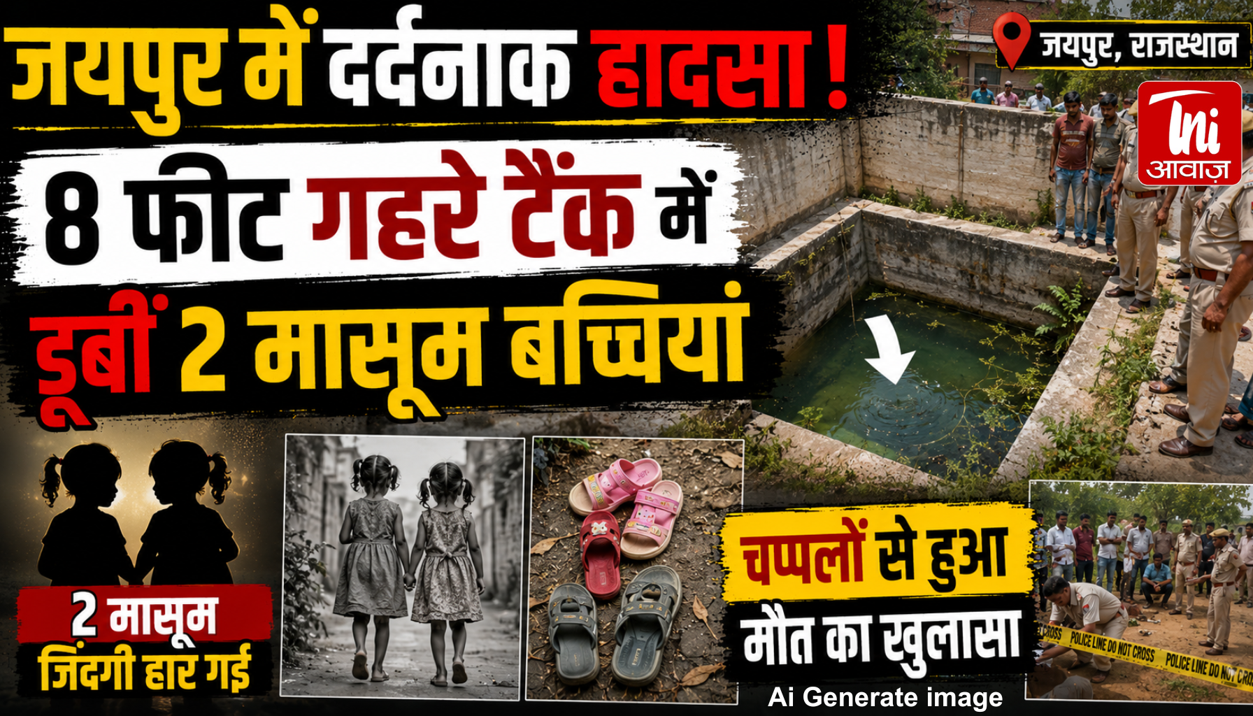 जयपुर में दर्दनाक हादसा! 8 फीट गहरे टैंक में डूबीं 2 मासूम बच्चियां, चप्पलों से हुआ मौत का खुलासा