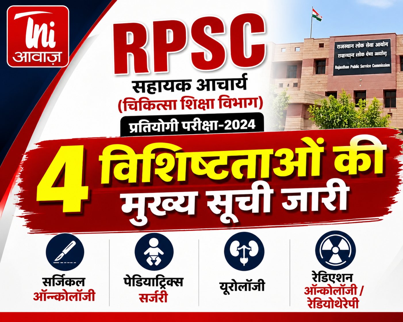 RPSC: सहायक आचार्य प्रतियोगी परीक्षा-2024 की 4 विशिष्टताओं की मुख्य सूची जारी